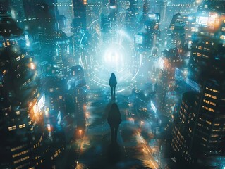 A futuristic cityscape emerges, intricately planned to function as a self-sustaining ecosystem Solar panels glisten on futuristic buildings, while aquaponic gardens adorn balconies Side view