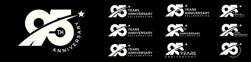 collection of creative number 95 logo designs. abstract number ninety-five design vector illustration