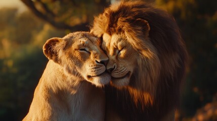 Naklejka premium Lion Couple in Love