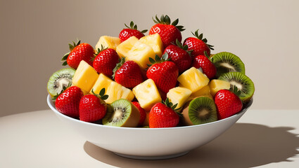 Mixed Fruit Bowl with Strawberries Pineapple and Kiwi