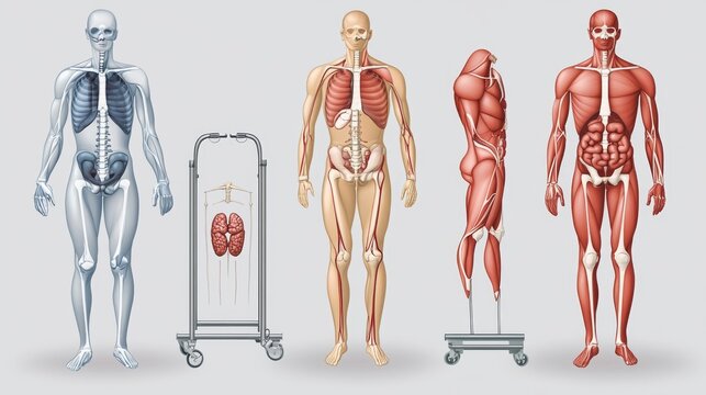 Detailed anatomical model showcasing human body systems including skeletal, muscular, and organ structures for educational use.