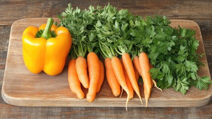 Fresh Vegetables on Wooden Cutting Board