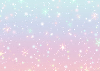 雪の結晶がきらきら光る幻想的なシンプルグラデーション背景壁紙イラストテクスチャ【ピンク、水色】
