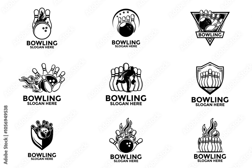 Wall mural bowling sports logo vector , creative bowling logo design template