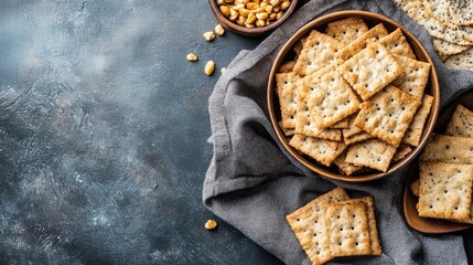 Freshly Baked Crackers on a Rustic Table