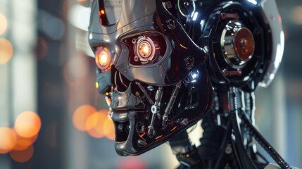 Fototapeta premium Capture the eerie fusion of robotics progress and horror suspense with innovative camera shots Showcase unexpected perspectives to intrigue and captivate viewers