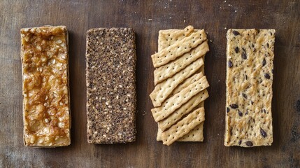 Assorted Snacks on Wooden Surface
