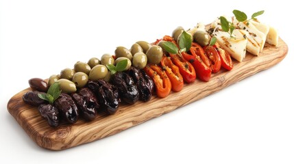 Colorful Mediterranean Platter with Cheese and Olives