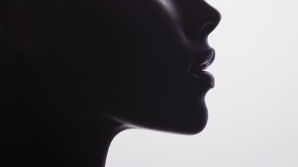 Elegant silhouette of a woman's profile against a soft light background, highlighting graceful features and contours.