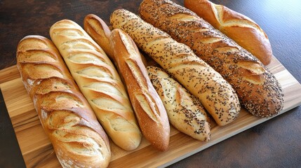 Freshly Baked Bread Loaves on Wooden Board