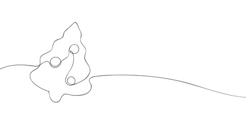 A single line drawing of a gingerbread cookies in the shape of a Christmas tree. Continuous line christmas cookies icon. One line icon. Vector illustration.