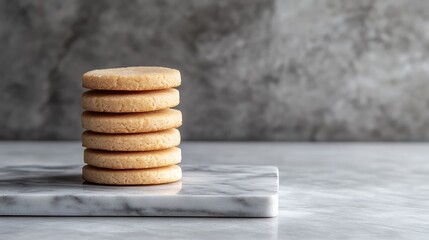 Stacked Cookies on Marble Surface