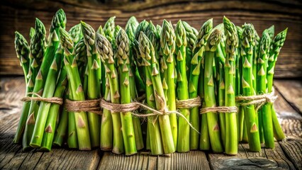 Fototapeta premium Vintage Style Photography of Fresh Green Asparagus Stalks on Transparent Background for Healthy Meals and Salads