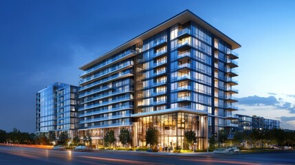 Modern Building Complex at Dusk