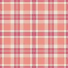 Royal seamless tartan texture, card plaid textile fabric. Tradition vector pattern check background in light and red colors.