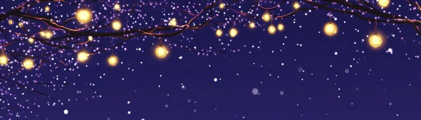 Naklejka premium Enchanting Night Sky Filled with Twinkling Lanterns and Stars