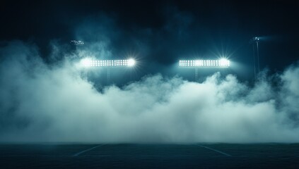 Empty Stadium at Night Under Spotlight