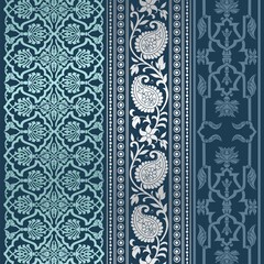 wedding card design, traditional paisley floral pattern , royal India	