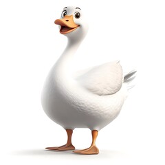 Obraz premium A cartoon goose walking on a white background.