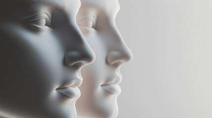 Two elegant mannequins with smooth features showcase modern design and artistry in a minimalist setting.