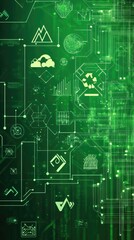 Abstract green circuit pattern, digital design