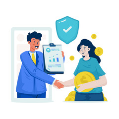 Bank loan credit insurance vector illustration