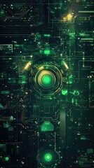 Futuristic circuit design, green tones