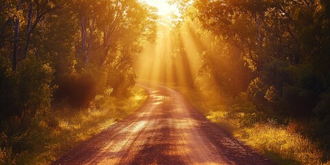 Golden Hour Forest Path