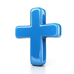 Obraz premium A cartoon medical cross representing health or care on a white background.