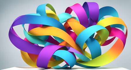 Illustration of abstract minimalistic ribbon designs that rotate and change colors, creating a rhythm of anticipation