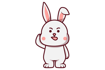 Cute Rabbit Standing with Hand on the Head Illustration