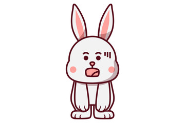 Cute Rabbit Standing with Mouth Open Illustration