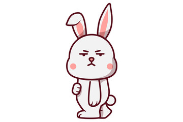 Cute Rabbit Angry Look to the Side Illustration
