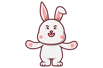 Cute Rabbit with Arms Wide Open Illustration