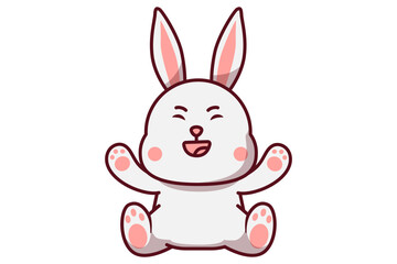 Cute Laughing Rabbit Illustration