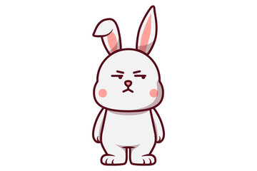 Cute Rabbit with Cynical Face Illustration