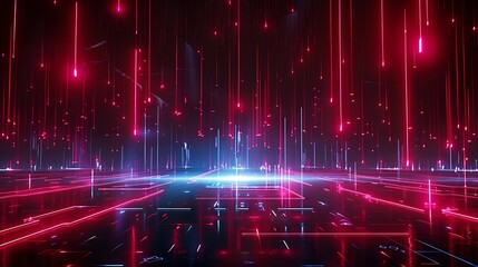 Obraz premium Glowing Red and Black Rain Light Rendering