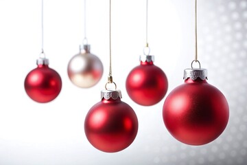 Elegant Hanging Christmas Ornaments on White Background