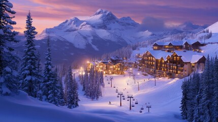 Mountain Resort at Dusk
