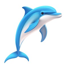 Obraz premium A cartoon dolphin jumping in the air on a white background.