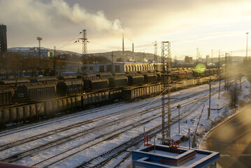 Fototapeta premium Freight cars at a railway station