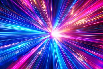 A bright, colorful, and dynamic image of a light bulb with a blue