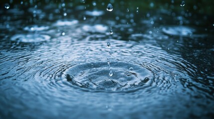 Raindrops Creating Ripples in Still Water