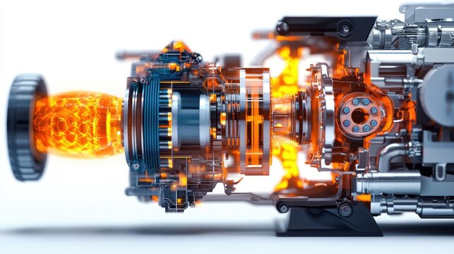 Detailed cutaway diagram illustrating the combustion process of an ice engine