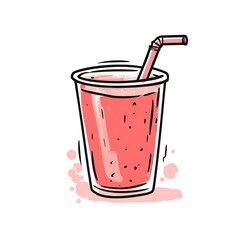 Cartoon soda cup with a straw, looking refreshing on a white background.