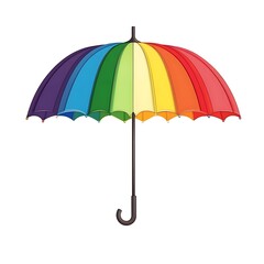Cartoon rainbow umbrella on a white background.