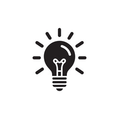 Bulb silhouette icon on white background. Black technology symbol. 