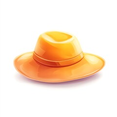 Fototapeta premium Cartoon sun hat on a white background.