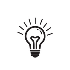 Bulb silhouette icon on white background. Black technology symbol. 