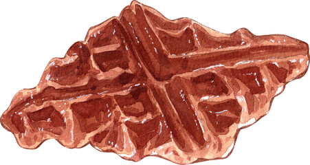 Original flavor Croffle , Hand Drawn Illustration Watercolor painting